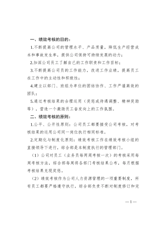 某有限公司员工绩效考核细则