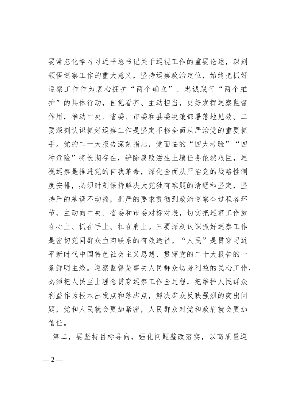 在2023年全县巡察工作会议上的讲话_第2页
