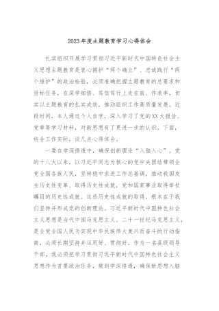 2023年度主题教育学习心得体会 (2)