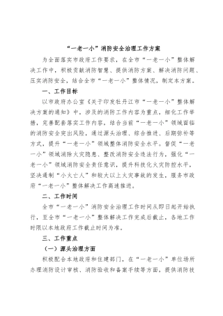 “一老一小”消防安全治理工作方案