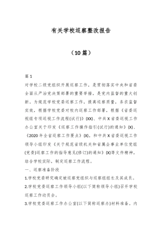 （10篇）有关学校巡察整改报告