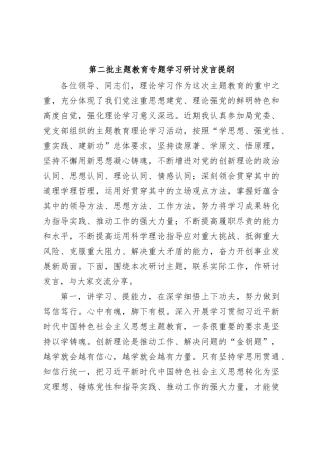 第二批主题教育专题学习研讨发言提纲