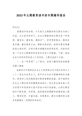 2023年主题教育读书班专题辅导报告