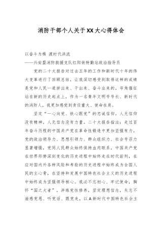 消防干部个人关于XX大心得体会