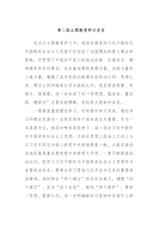 第二批主题教育研讨发言