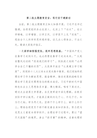 第二批主题教育发言：笃行实干建新功