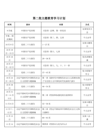 第二批主题教育学习计划