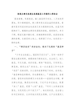 街道办事处选调生选调基层工作期间心得体会