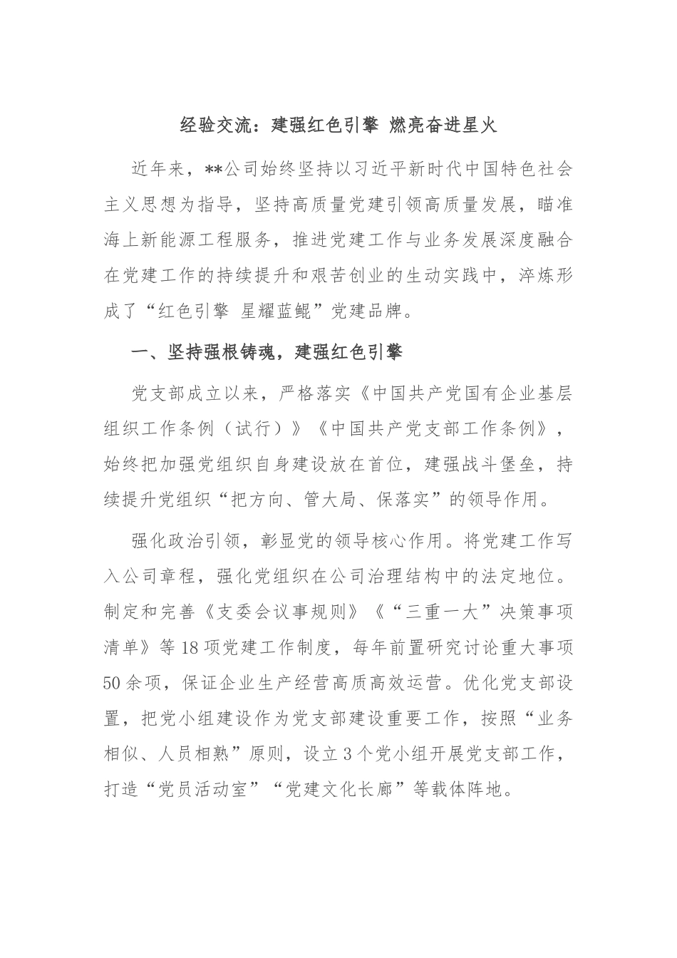 经验交流：建强红色引擎 燃亮奋进星火_第1页