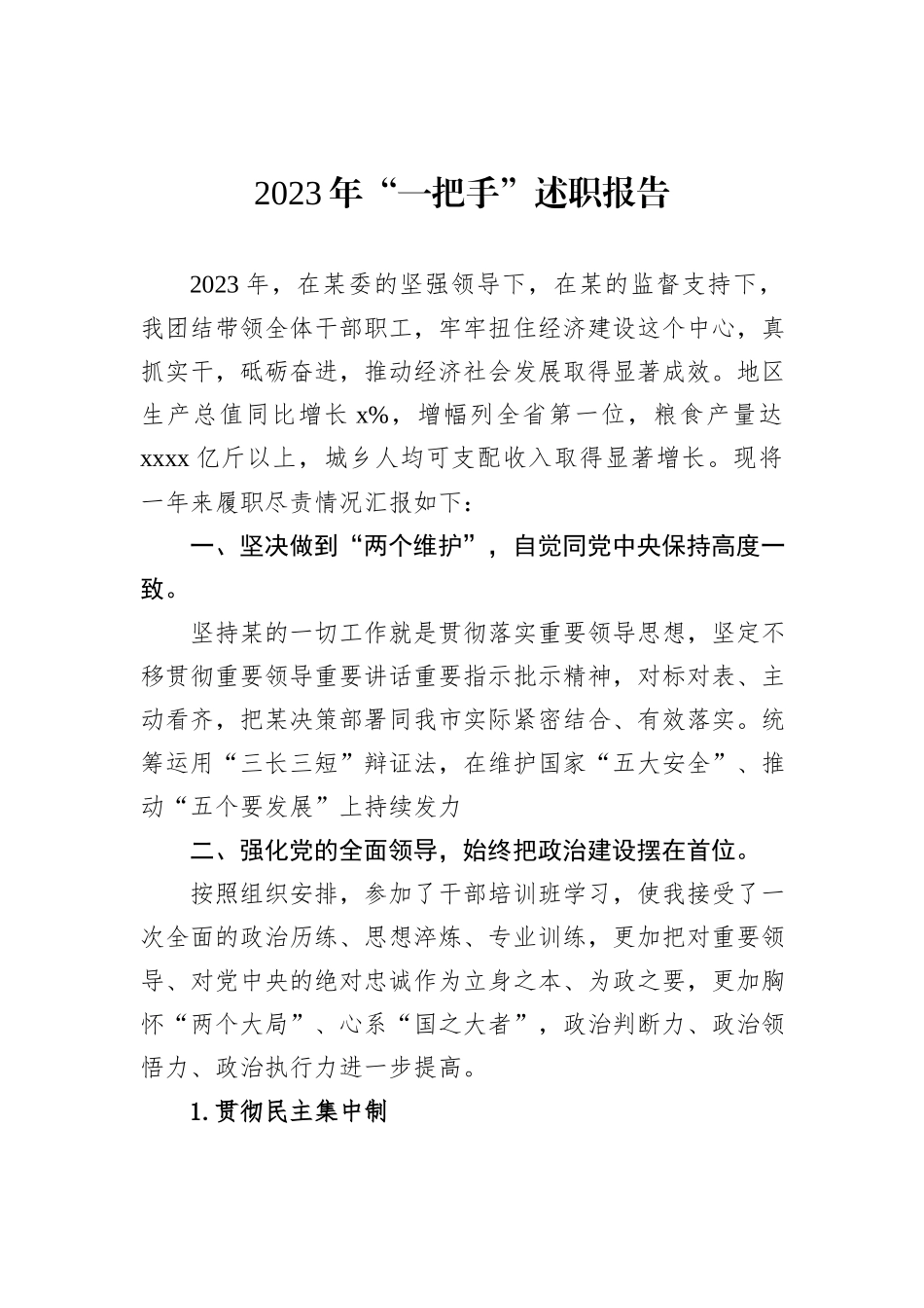 2023年“一把手”述职报告_第1页