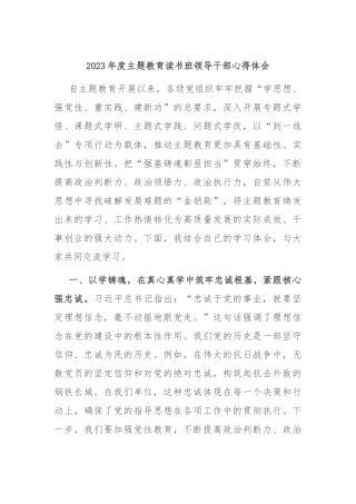 2023年度主题教育读书班领导干部心得体会