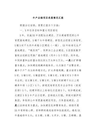 牛产业链项目进展情况汇报