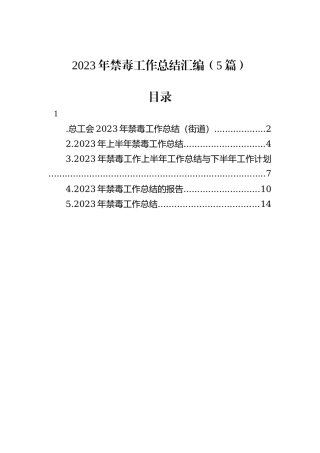 2023年禁毒工作总结汇编（5篇）