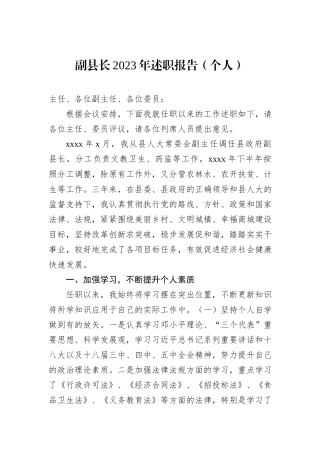 副县长2023年述职报告（个人）