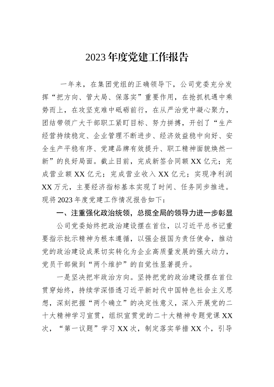 2023年度党建工作报告_第1页