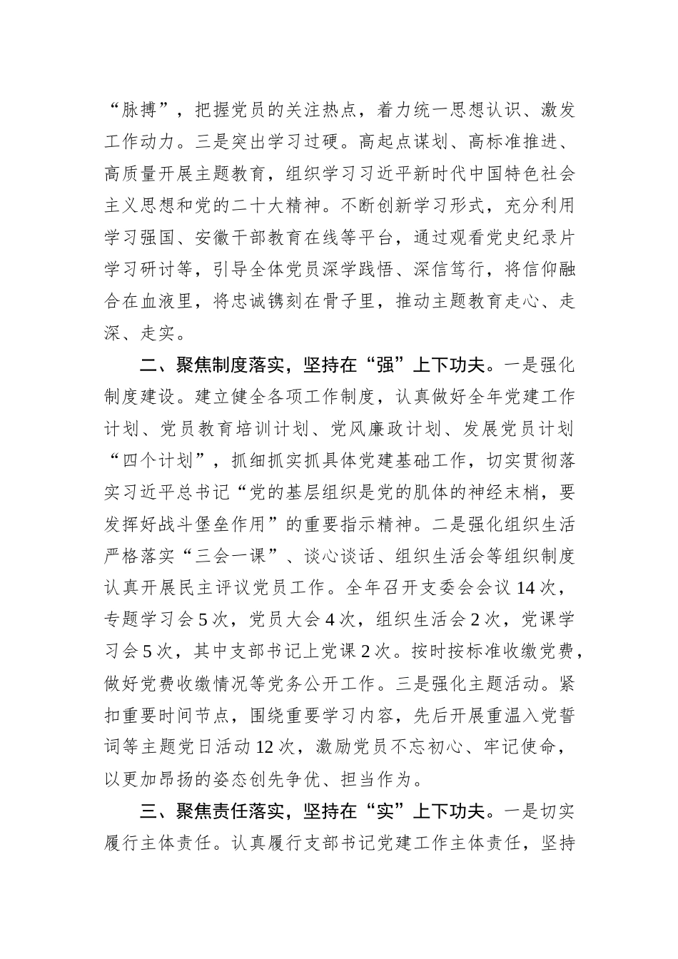 党支部书记2023年抓党建工作述职报告_第2页