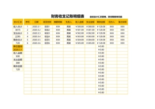 财务收支记账明细表