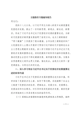 主题教育专题辅导报告