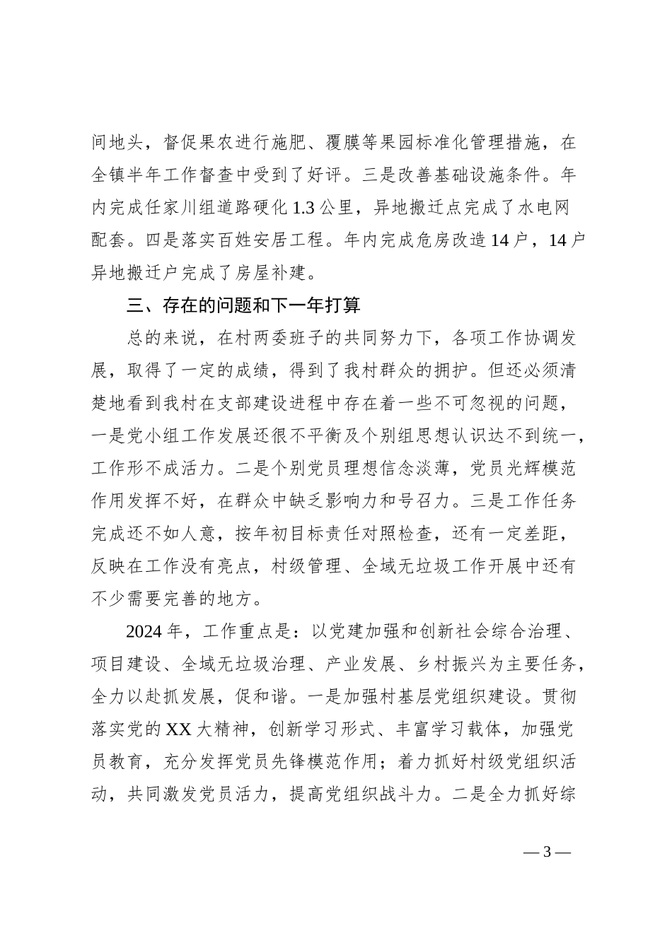 XXX村2023年工作述职报告_第3页