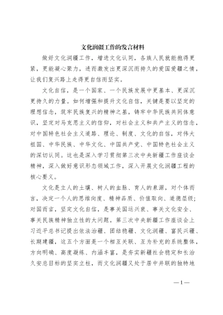 文化润疆工作的发言材料