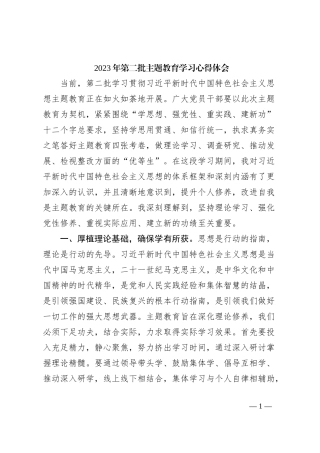 2023年第二批主题教育学习心得体会