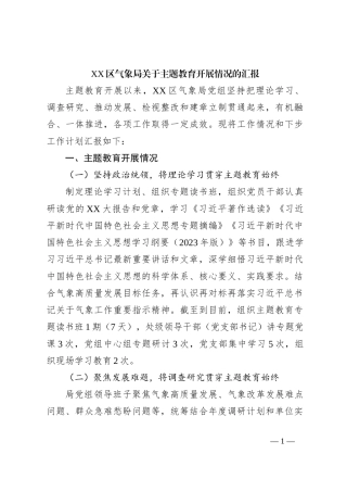 XX区气象局关于主题教育开展情况的汇报