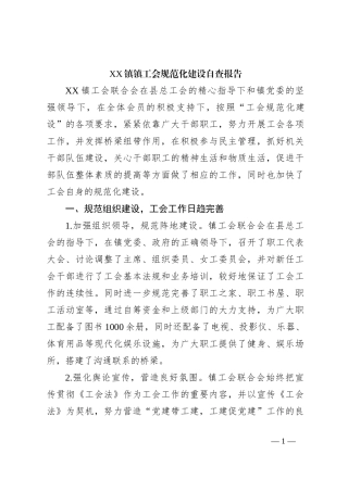 XX镇镇工会规范化建设自查报告