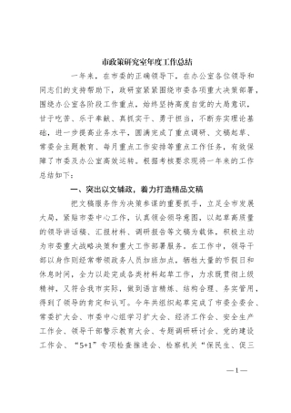 市政策研究室年度工作总结