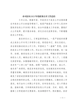 市司法局2023年度政务公开工作总结