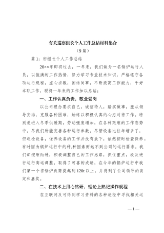 有关巡察组长个人工作总结材料集合