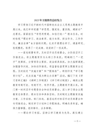 2023年主题教育总结发言