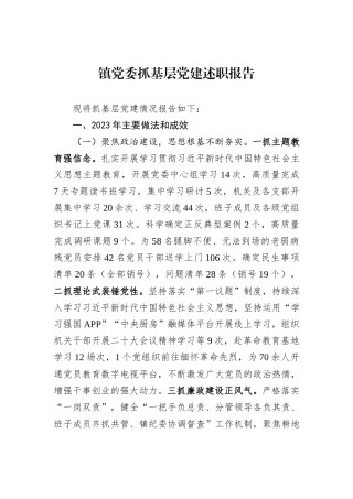 镇党委抓基层党建述职报告