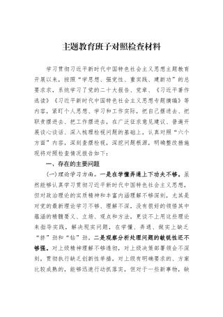 主题教育班子对照检查材料