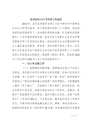 县司法局2023年年度工作总结