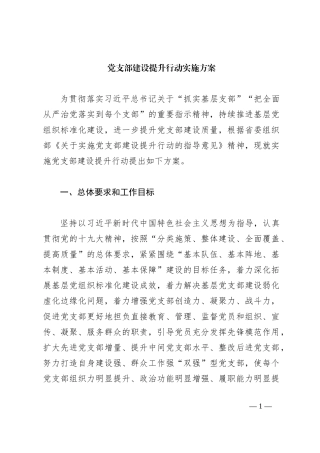 党支部建设提升行动实施方案