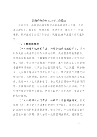 县政府办公室2023年工作总结