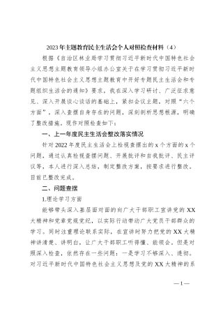 2023年主题教育民主生活会个人对照检查材料（4）