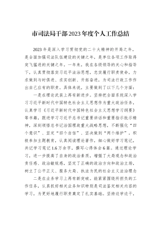 市司法局干部2023年度个人工作总结