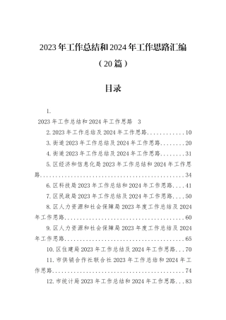 2023年工作总结和2024年工作思路汇编（20篇）