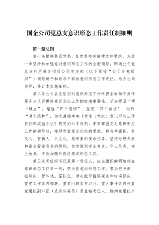 国企公司党总支意识形态工作责任制细则