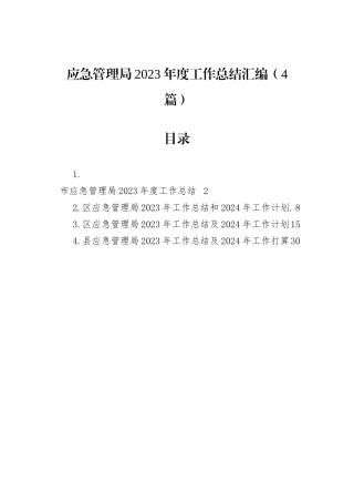 应急管理局2023年度工作总结汇编（4篇）