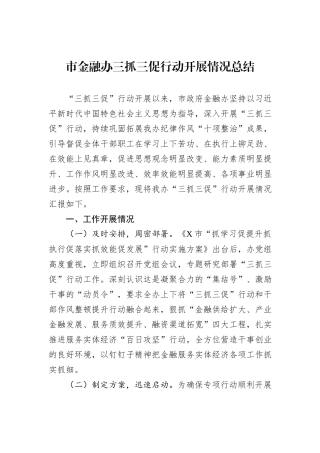 市金融办三抓三促行动开展情况总结