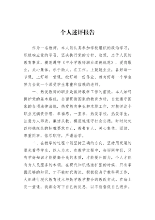 （教师）个人述评报告