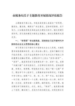 市税务局关于主题教育开展情况评估报告