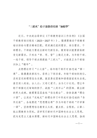 “三把火”给干部教育培训“加精华”