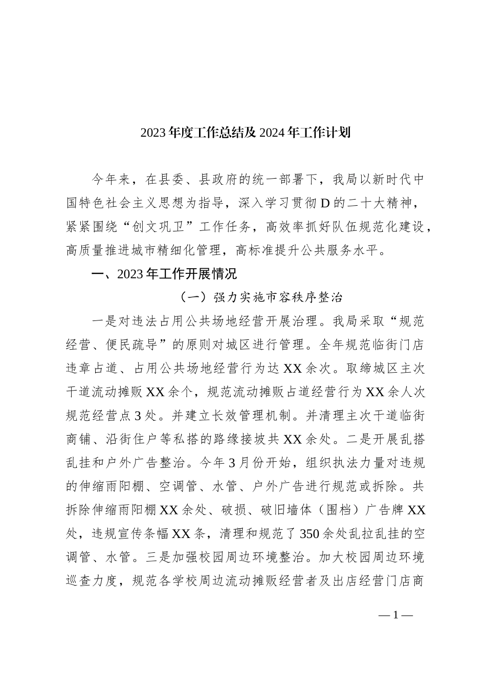 2023年度工作总结及2024年工作计划_第1页