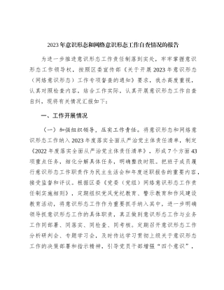 2023年意识形态和网络意识形态工作自查总结报告2000字