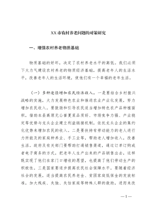 XX市农村养老问题的对策研究