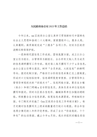 人民政府办公室2023年工作总结