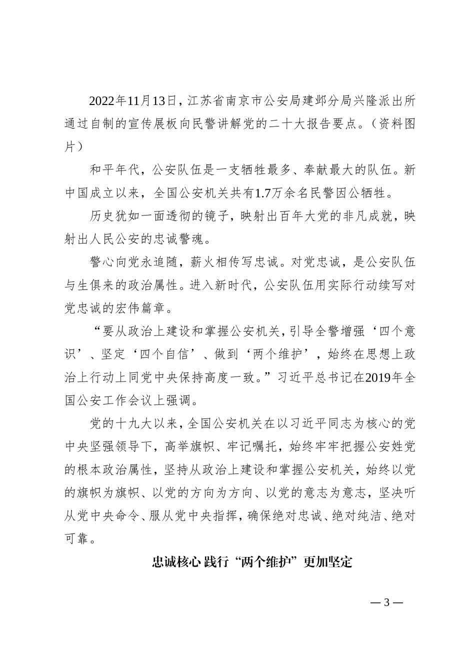 “落实总书记指示·向人民报告”永葆忠诚 夯实“公安姓党”的思想根基_第3页
